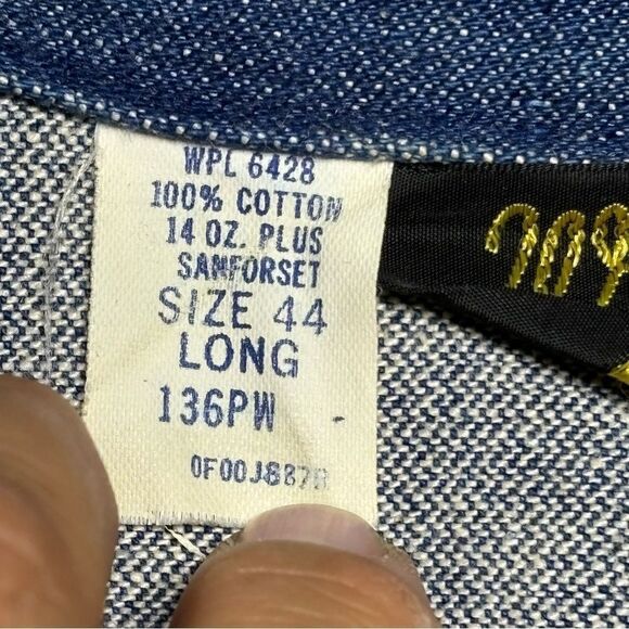 Vintage 70's Wrangler No Fault Sanforized Denim Blue Jean Jacket Mens 44 Long - Picture 4 of 7